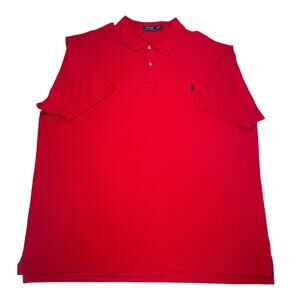 Ralph Lauren Mens 4XLT Polo Short Sleeve Red Cotton Shirt